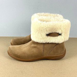 Abeo Zahra Suede Shearling Lined Boots Womens 9 Tan Pull On Winter